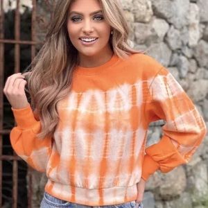 C’est Toi Cropped Orange Tie-Dyed French Terry Sweatshirt - Size S